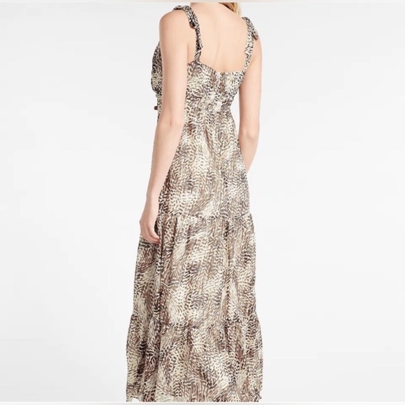 EXPRESS Woman’s Animal Print Maxi Dress Size Medium Flowing Brown and Cream - Picture 2 of 12